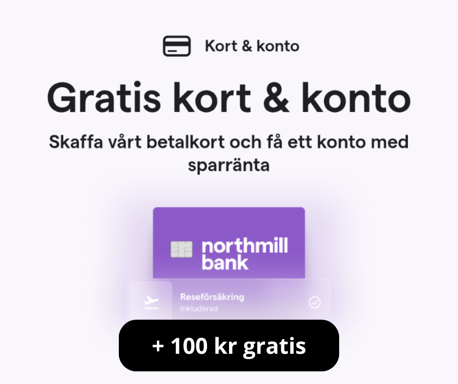 Gratis betalkort och just nu 100 kr gratis